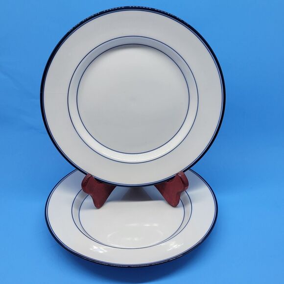 Dansk Concerto Allegro Blue Double verge Salad Plates 9” Set of 2 - Picture 1 of 8